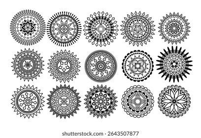 black vector mandala circles art
