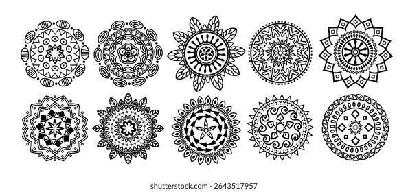 black vector mandala circles art