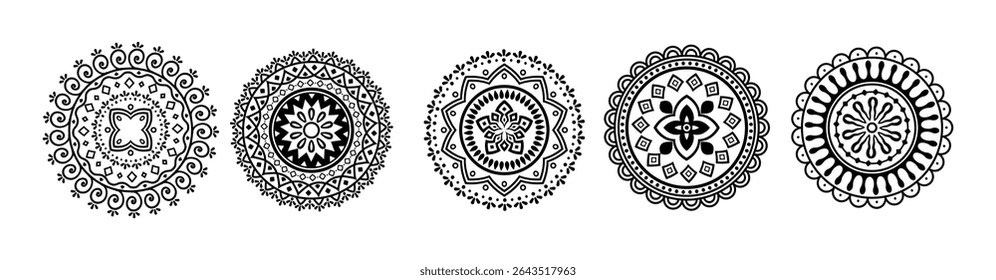black vector mandala circles art