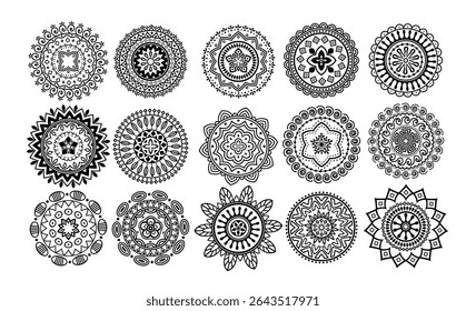 black vector mandala circles art