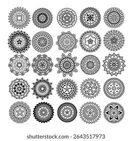 black vector mandala circles art