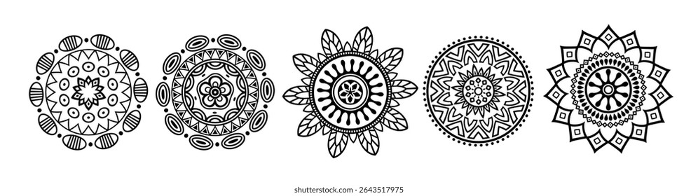 black vector mandala circles art