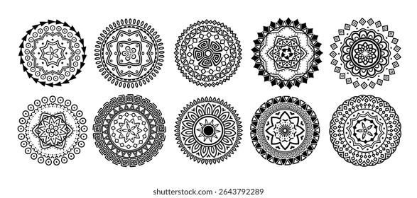 black vector mandala circles art