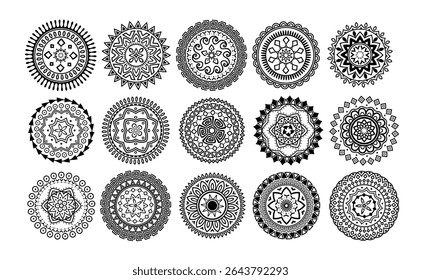 black vector mandala circles art