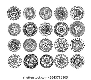black vector mandala circles art