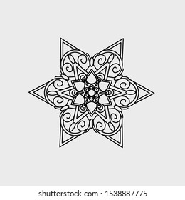 The Black Vector Mandala Flower Pattern Design Logo with White Background