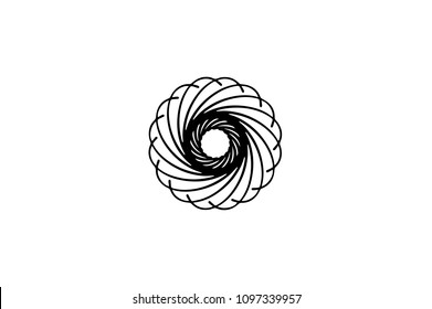 Black vector mandala on white background. Freehand line art decor. Round decoration in futuristic style. Single concentric ornament isolated. Vector mandala stamp or tattoo. Coloring mandala clipart