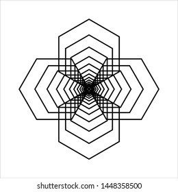 Black vector mandala on white background.