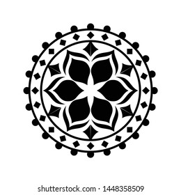 Black vector mandala on white background.
