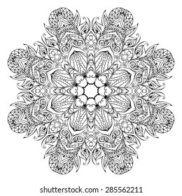 Black vector mandala on a white background