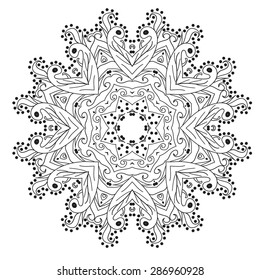 Black vector mandala on a white background 