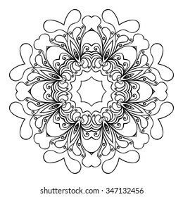 Black vector mandala on white background