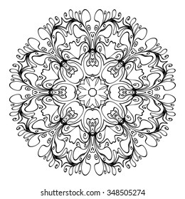 Black vector mandala on white background