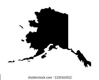 Black Vector Map of Alaska