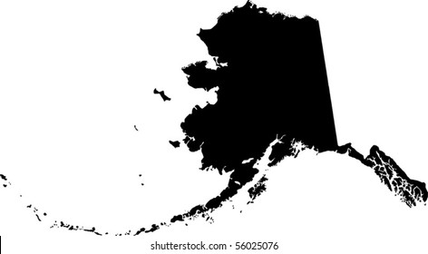 black vector map of Alaska