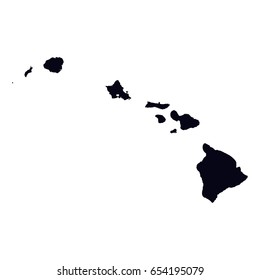 Black vector map of hawaii state