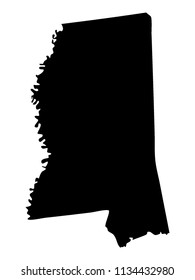 Black Vector Map of Mississippi