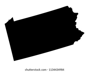 Black Vector Map Pennsylvania Stock Vector (Royalty Free) 1134434984 ...