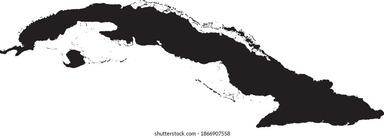 Mapa vectorial negro de la república unipartidista marxista-leninista de Cuba