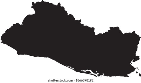Mapa vectorial negro de la república constitucional presidencial unitaria de El Salvador