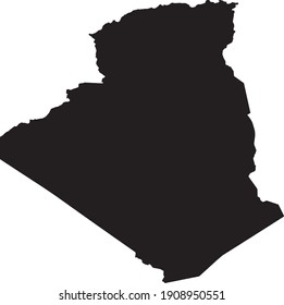 Black vector map of unitary semi-presidential constitutional republic of Algeria