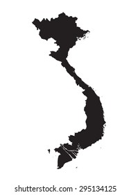 black vector map of Vietnam
