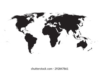 black vector map of the world