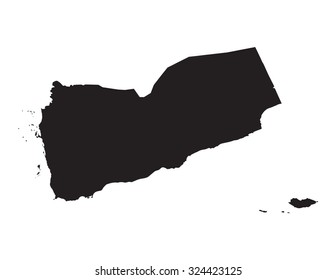 black vector map of Yemen 