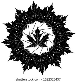 Black vector maple silhouette circle