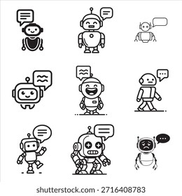 Robot de chatbot de mascota de Vector negro adecuado para la marca de asistente de IA