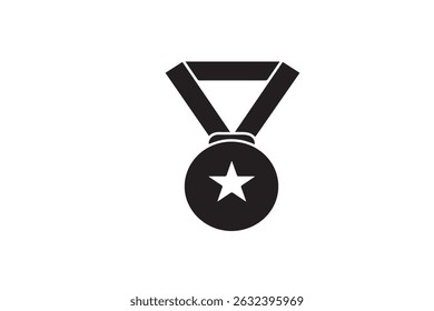 Una medalla de Vector negro aislado sobre un fondo blanco