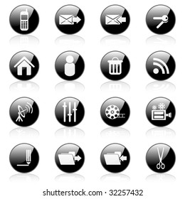 Black vector media icons set