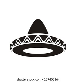 Black vector mexican hat sombrero icon isolated