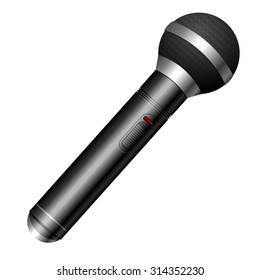Black vector microphone on a white background