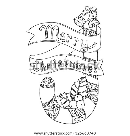 Black Vector Mono Color Illustration For Merry Christmas And Happy New Year 2017 Print Design