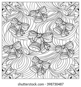 Black vector mono color illustration.Adult Coloring book page design, for adults or kids. Vector template.Ornamental border and frame