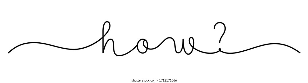 WIE? Monoline-Banner mit schwarzer Vektorillustration