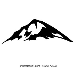 Black vector mountain on white background