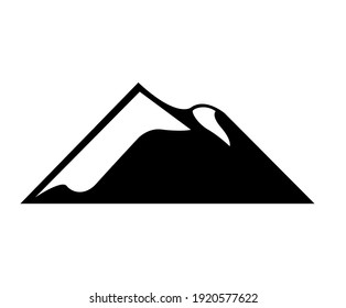 Black vector mountain on white background