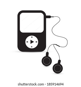 Black Vector Mp3 Player Illustration 