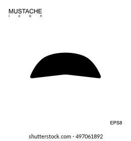 Black vector mustache icon isolated on white. Cartoon barber silhouette hairstyle