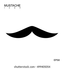Black vector mustache icon isolated on white. Cartoon barber silhouette hairstyle