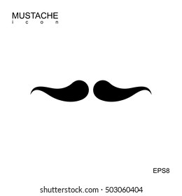Black vector mustache icon isolated on white. Cartoon barber silhouette hairstyle