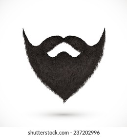 Black vector mustaches and beard isolated on white background