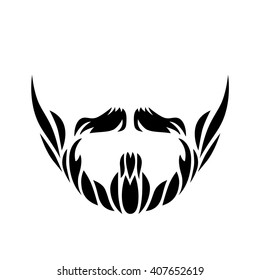 Black vector mustaches and beard isolated on white background