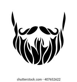Black vector mustaches and beard isolated on white background