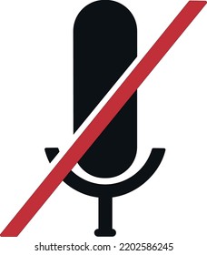 Black vector muted microphone, icon, simple