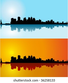   Black vector New York silhouette skyline on day