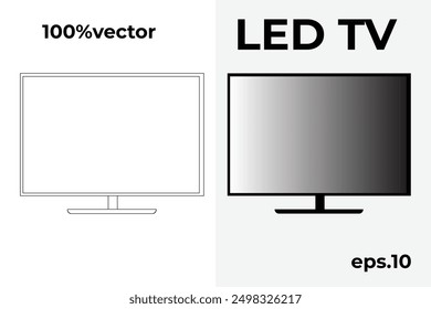 Un Vector negro sobre un fondo blanco es el diseño del Vector de un televisor led