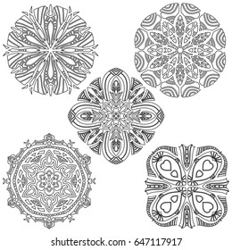 Black vector ornament collection over white background